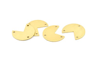 Brass Pizza Slice, 10 Raw Brass Three Quarters Stamping Blank Charms With 3 Holes, Pendants, Findings (21x25x0.80mm) A0142