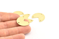 Brass Pizza Slice, 10 Raw Brass Three Quarters Stamping Blank Charms With 3 Holes, Pendants, Findings (21x25x0.80mm) A0142