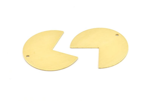 Brass Pizza Slice, 6 Raw Brass Three Quarters Stamping Blank Charms With 1 Hole, Pendants, Findings (30x35x0.80mm) A0423