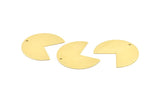 Brass Pizza Slice, 6 Raw Brass Three Quarters Stamping Blank Charms With 1 Hole, Pendants, Findings (30x35x0.80mm) A0423