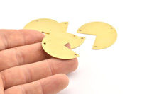 Brass Pizza Slice, 6 Raw Brass Three Quarters Stamping Blank Charms With 3 Holes, Pendants, Findings (30x35x0.80mm) A0390