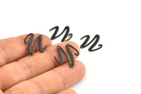 Black Irregular Charm, 12 Oxidized Black Brass Irregular Connectors With 2 Holes, Findings (18x0.80mm) D1031 S1085