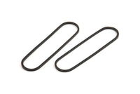 Black Oval Charm, 12 Oxidized Black Brass Oval Rings, Connectors (50x13x1mm) D1288 S604