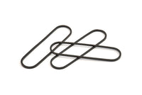 Black Oval Charm, 12 Oxidized Black Brass Oval Rings, Connectors (50x13x1mm) D1288 S604