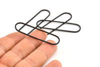 Black Oval Charm, 12 Oxidized Black Brass Oval Rings, Connectors (50x13x1mm) D1288 S604
