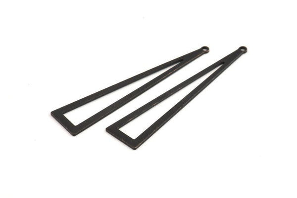 Black Triangle Charm, 10 Oxidized Black Brass Triangle Charms With 1 Hole, Earrings, Findings (50x11x0.80mm) D1254 S1082