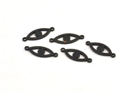 Black Eye Charm, 25 Oxidized Black Brass Eye Connectors With 2 Loops, Pendants, Earrings (18x7x1mm) D1143 S1079