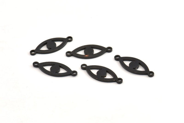 Black Eye Charm, 25 Oxidized Black Brass Eye Connectors With 2 Loops, Pendants, Earrings (18x7x1mm) D1143 S1079