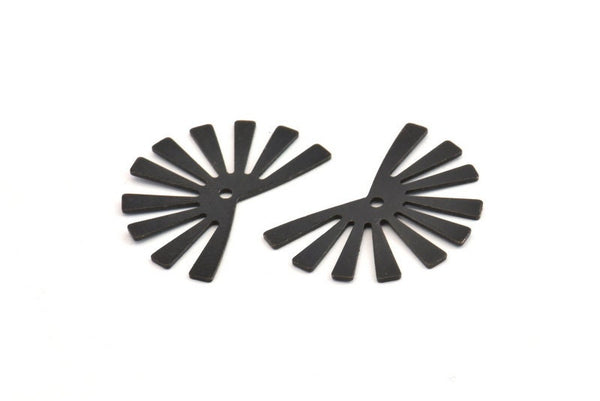 Black Sun Charm, 12 Oxidized Black Brass Rising Sun Flag Charms With 1 Hole, Findings, Earrings (25x17x0.60mm) D989 S1078