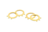 Pirinç Yuvarlak Charm, 1 Delik ve 3 Döngülü 24 Ham Pirinç Yuvarlak Charm, Küpeler, Kolyeler, Bulgular (23x26x0,40 mm) A1261