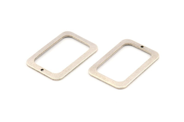 Gümüş Dikdörtgen Charm, 1 Delikli Küpeli 6 Antik Gümüş Kaplamalı Pirinç Dikdörtgen Charm, Bulgular (30x21x1mm) D1157 H1041