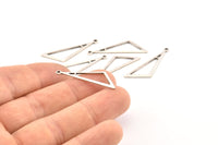 Gümüş Üçgen Charm, 1 Döngülü 24 Antik Gümüş Kaplama Pirinç Üçgen Charm, Charmlar, Küpeler (32x10x1mm) D1098 H1035