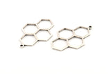 Silver Honeycomb Charm, 6 Antique Silver Plated Brass Honeycomb Charm Earrings With 1 Loop, Pendant, Findings (42x27mm) D0716 H1051