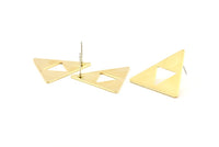 Brass Triangle Earring, 6 Raw Brass Zelda Stud Earrings (27x1mm) D1024 A1321