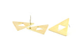 Brass Triangle Earring, 6 Raw Brass Zelda Stud Earrings (27x1mm) D1024 A1321