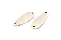 Silver Drop Charm, 4 Antique Silver Plated Brass Irregular Connectors With 2 Hole, Findings (29x11x1.5mm) D1082 H1067