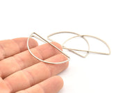 Silver Half Moon, 12 Antique Silver Plated Brass Semi Circle Connectors (22x45x1mm) D1276 H1095