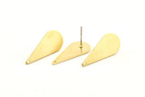 Brass Drop Earring, 8 Raw Brass Drop Stud Earrings With 1 Hole (27x12x1mm) D0820 A1327