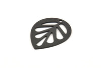 Siyah Yaprak Tılsımı, 1 Delikli 6 Oksitlenmiş Siyah Pirinç Yaprak Tılsımı, Küpeler, Kolye Uçları, Bulgular (30x24x0,80 mm) D956 S1049