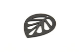 Siyah Yaprak Tılsımı, 1 Delikli 6 Oksitlenmiş Siyah Pirinç Yaprak Tılsımı, Küpeler, Kolye Uçları, Bulgular (30x24x0,80 mm) D956 S1049