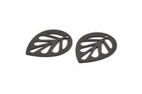 Siyah Yaprak Tılsımı, 1 Delikli 6 Oksitlenmiş Siyah Pirinç Yaprak Tılsımı, Küpeler, Kolye Uçları, Bulgular (30x24x0,80 mm) D956 S1049