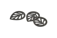 Siyah Yaprak Tılsımı, 1 Delikli 6 Oksitlenmiş Siyah Pirinç Yaprak Tılsımı, Küpeler, Kolye Uçları, Bulgular (30x24x0,80 mm) D956 S1049