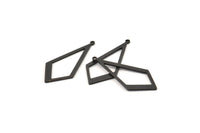 Black Diamond Charm, 12 Oxidized Black Brass Rhombus Charms With 1 Loop, Earrings, Findings (31x14x0.80mm) D1138 S1047