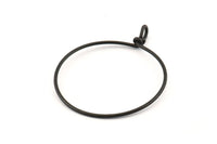 Black Round Charm, 6 Oxidized Black Brass Wire Round Charms With 1 Loop, Earrings, Pendants, Findings (62x50x1.5mm) D1298 S674