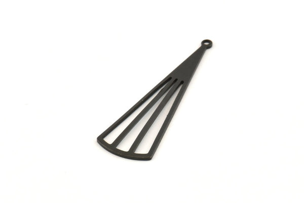 Siyah Üçgen Tılsım, 1 Delikli 12 Oksitlenmiş Siyah Pirinç Üçgen Tılsım, Kolye Uçları, Bulgular (39x12x0,80 mm) D1173 S1087