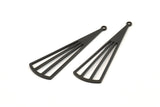 Siyah Üçgen Tılsım, 1 Delikli 12 Oksitlenmiş Siyah Pirinç Üçgen Tılsım, Kolye Uçları, Bulgular (39x12x0,80 mm) D1173 S1087