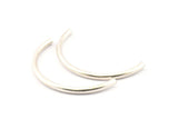 Silvert Noodle Tubes, 6 Antique Silver Plated Semi Circle Curved Tube Beads (3.5x55mm) D0265 H1108