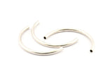 Silvert Noodle Tubes, 6 Antique Silver Plated Semi Circle Curved Tube Beads (3.5x55mm) D0265 H1108