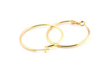 Gold Earring Clasp, 2 Gold Plated Brass Round Earring Findings (40x1.8mm) D1318 Q0934
