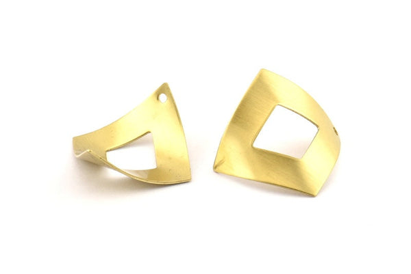Brass Diamond Charm, 24 Raw Brass Rhombus Charms With 1 Hole, Findings (24x23x0.50mm) D0301