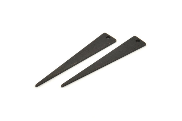 Black Triangle Charm, 12 Textured Oxidized Black Brass Triangle Charms With 1 Hole, Earrings, Findings (37x6x1mm) D1113 S1095