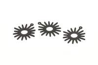 Black Sunny Charm, 24 Oxidized Black Brass Sunny Charms With 1 Loop (22x24mm) A0782 S1094