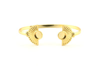 Gold Moon Cuff,  Gold Plated Brass Half Moon Cuff Stone Setting With 1 Pad -  Pad Size 8mm N0988 Q0962