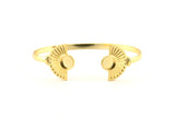 Gold Moon Cuff,  Gold Plated Brass Half Moon Cuff Stone Setting With 1 Pad -  Pad Size 8mm N0988 Q0962