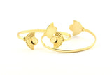 Gold Moon Cuff,  Gold Plated Brass Half Moon Cuff Stone Setting With 1 Pad -  Pad Size 8mm N0988 Q0962