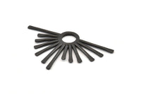 Black Sun Pendant, 2 Oxidized Black Brass Hammered Sunny Pendants (51x31x1.8mm) BS 1940 S1054