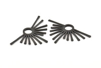 Black Sun Pendant, 2 Oxidized Black Brass Hammered Sunny Pendants (51x31x1.8mm) BS 1940 S1054