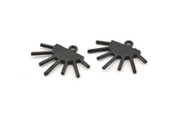 Sun Ethnic Pendant, 6 Oxidized Black Brass Sun Ethnic Pendants With 1 Loop, Findings, Charms (21x17x1.50mm) E479 S1053