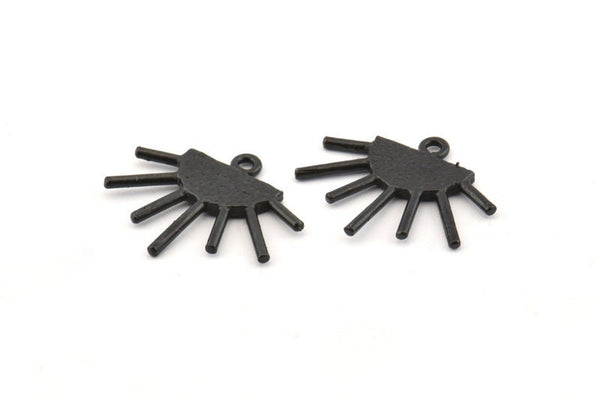 Sun Ethnic Pendant, 6 Oxidized Black Brass Sun Ethnic Pendants With 1 Loop, Findings, Charms (21x17x1.50mm) E479 S1053