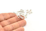 Silver Irregular Charm, 12 Antique Silver Plated Brass Irregular Connectors With 2 Holes, Findings (18x0.80mm) D1031 H1126
