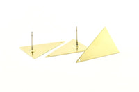 Brass Triangle Earring, 8 Raw Brass Triangle Stud Earrings With 1 Hole (25x16mm) Brs 54tr A0404 A1334