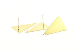 Brass Triangle Earring, 8 Raw Brass Triangle Stud Earrings With 1 Hole (25x16mm) Brs 54tr A0404 A1334