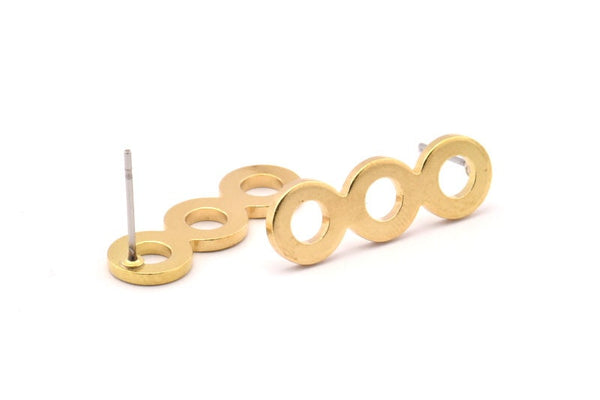 Brass Circle Earring, 8 Raw Brass Round Stud Earrings (24x8x1.5mm) D1070 A1276