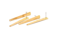 Brass Stick Earring, 8 Raw Brass Textured Stick Stud Earrings With 1 Hole (43x6x0.80mm) D0795 A1275