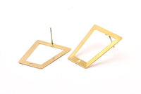 Brass Trapezoid Earring, 8 Raw Brass Trapezoid Stud Earrings With 1 Hole (28x24x16x0.60mm) D1025 A1270