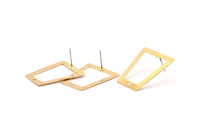 Brass Trapezoid Earring, 8 Raw Brass Trapezoid Stud Earrings With 1 Hole (28x24x16x0.60mm) D1025 A1270
